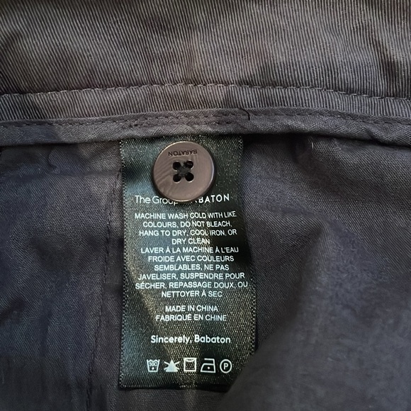 Babaton sz OO cotton/elastane wider leg back pocket darts dark grey/taupe - Picture 9 of 10